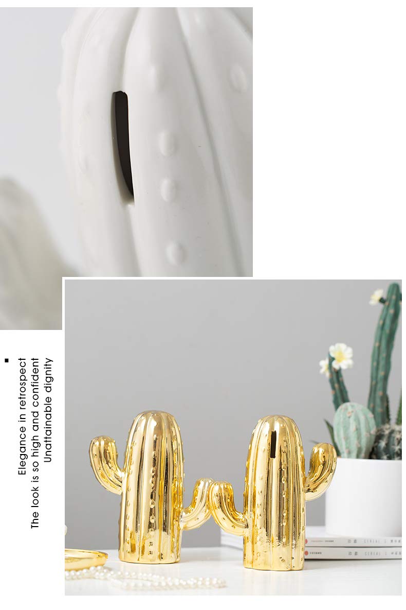 MASSJOY Ceramic Cactus Piggy Bank, Home Living Room Wine Cabinet Decoration Gift. - Image 5